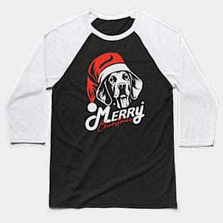 Funny Dog Santa Merry Christmas Vintage Baseball T-Shirt